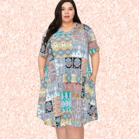 Vestido  Estampado Plus.
