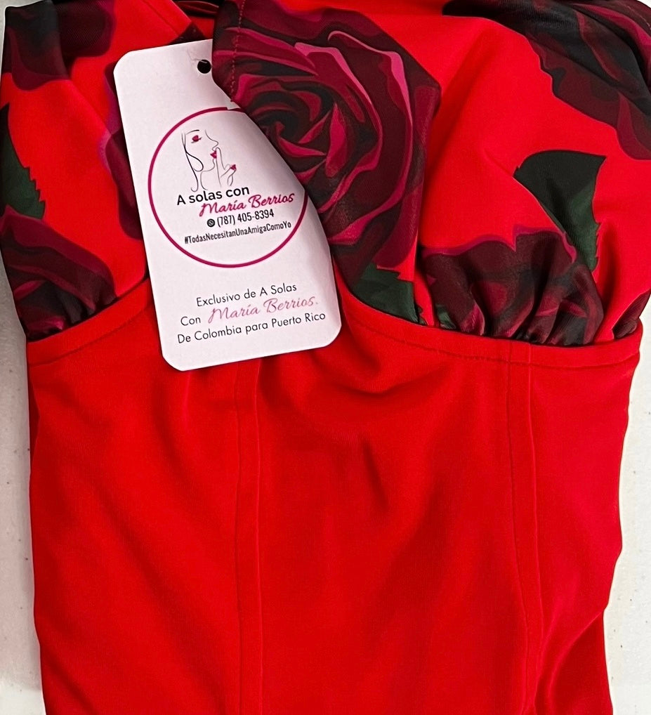 Body - Suite,  Unicolor con detalle de Estampado de flores.